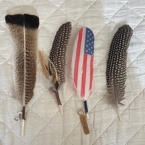 Western Cowboy Hat Decorative Feather Set with American Flag Design